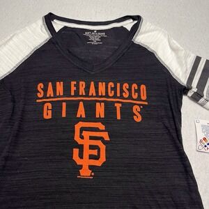San Francisco Giants Shirt Raglan Black/Orange V Neck MLB Women's Medium NWT